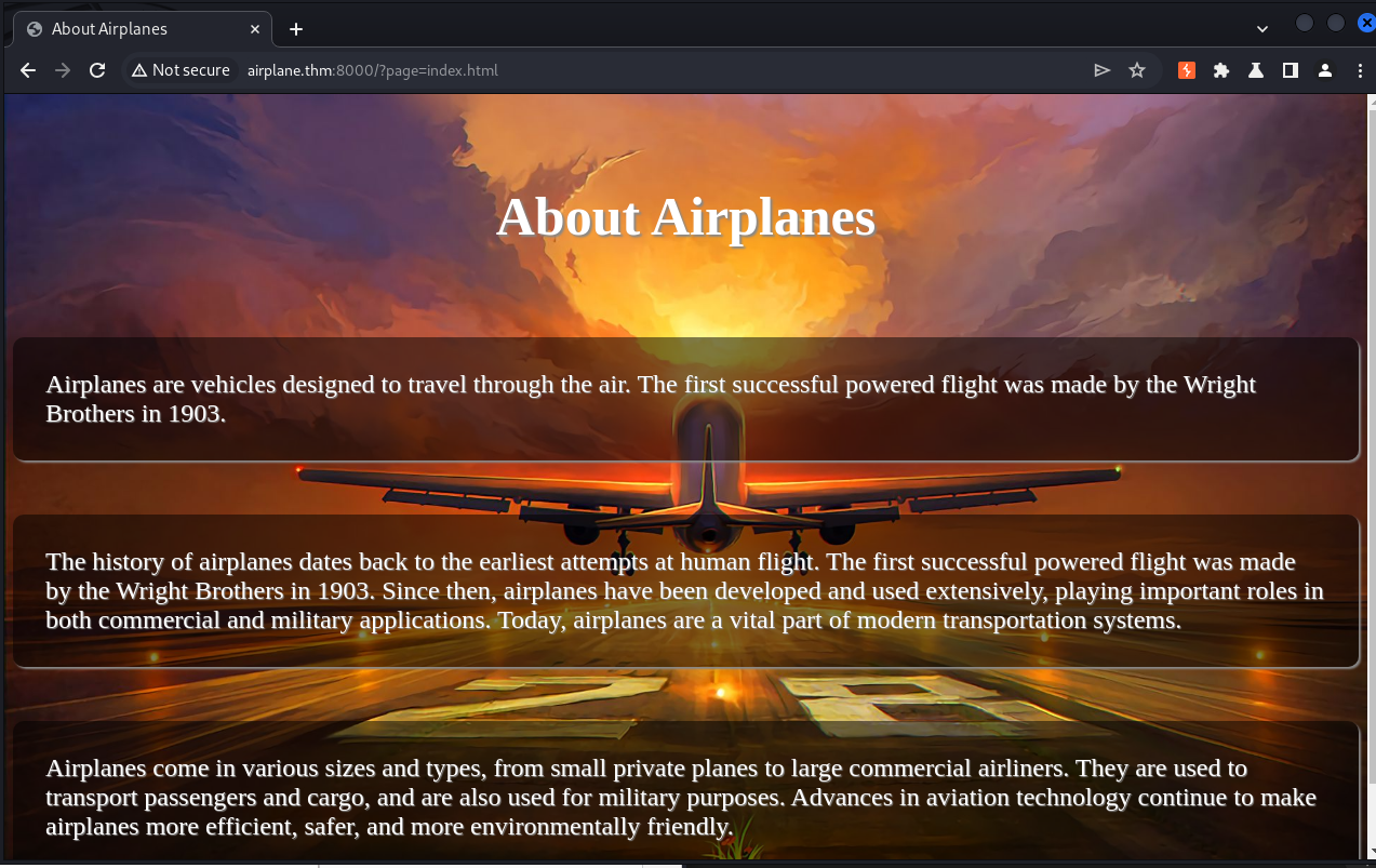 TryHackMe: Airplane